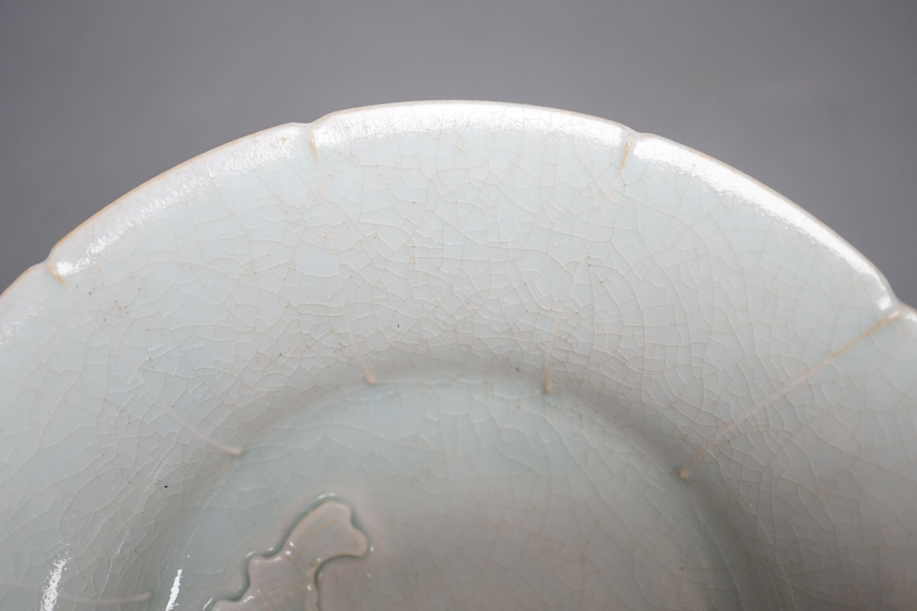 A Chinese Qingbai type twin fish bowl, 18cms diameter.